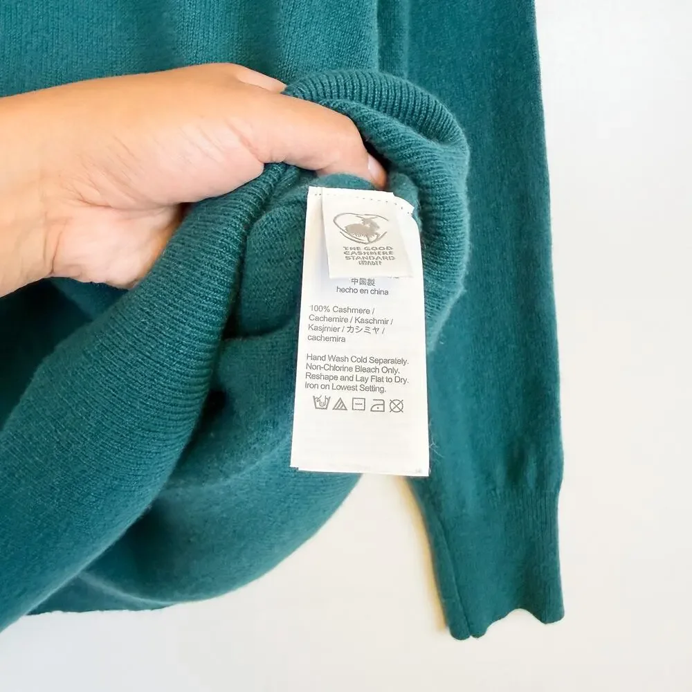 J.Crew Womens Classic Crew 100% Cashmere Sweater Teal Blue - L